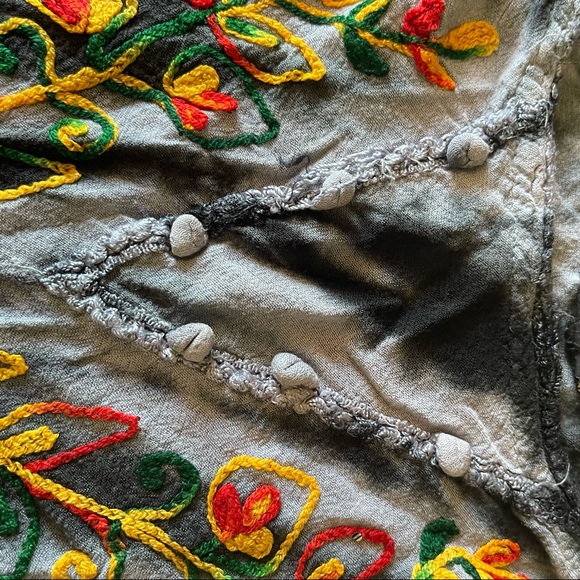 Anthropologie Beach By Exist Tie Dye Free Size Floral Embroidered Coverup Dress - Picture 7 of 10